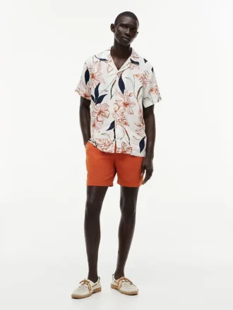 Regular Fit Floral Linen Camp Shirt