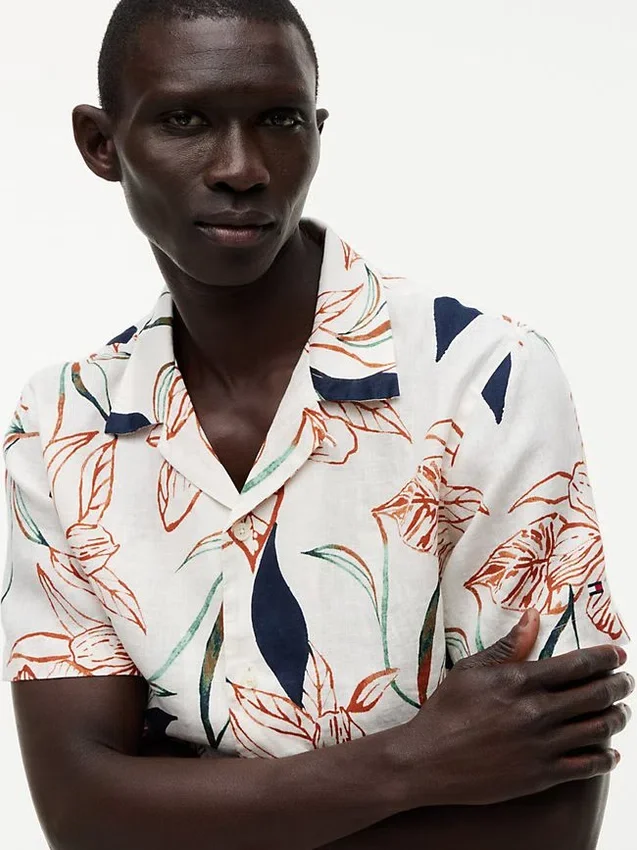 Regular Fit Floral Linen Camp Shirt Regular Fit Floral Linen Camp Shirt
