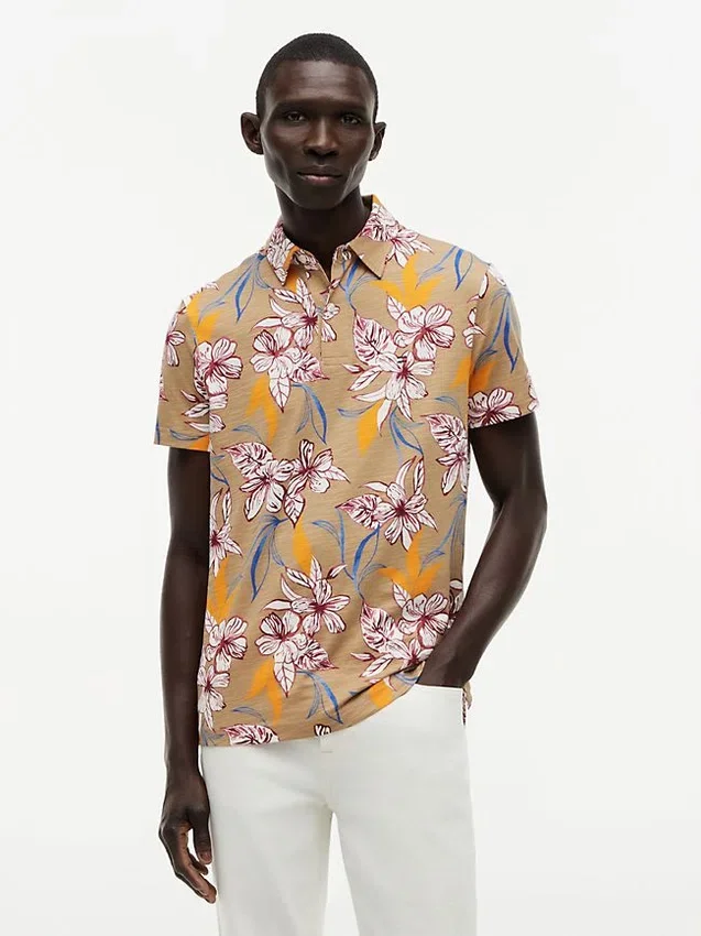 Regular Fit Floral Print Jersey Polo Regular Fit Floral Print Jersey Polo