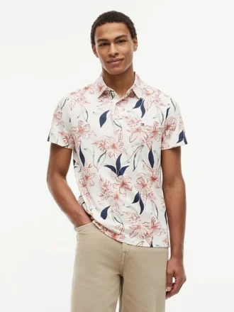 Regular Fit Floral Print Jersey Polo