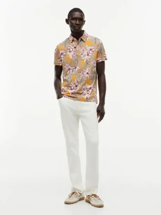 Regular Fit Floral Print Jersey Polo