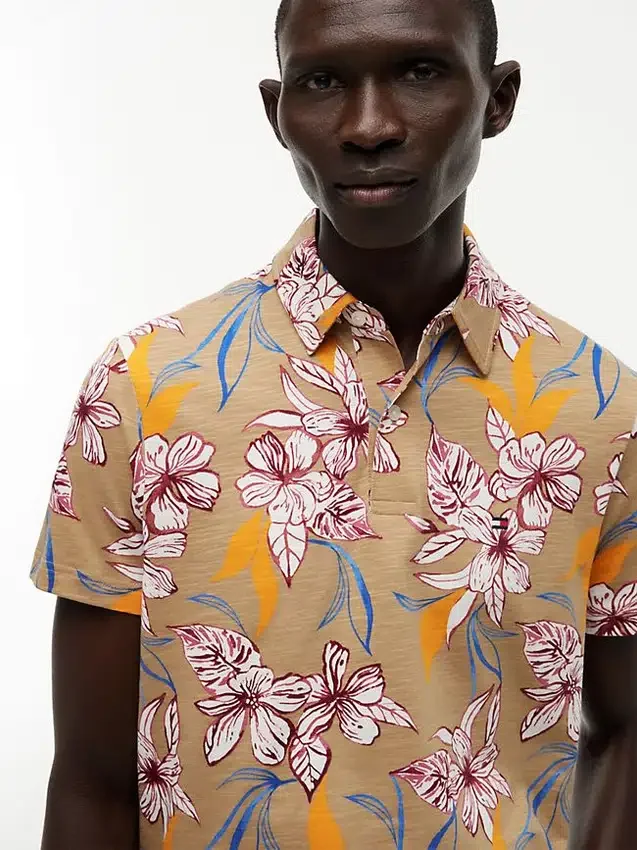 Regular Fit Floral Print Jersey Polo Regular Fit Floral Print Jersey Polo