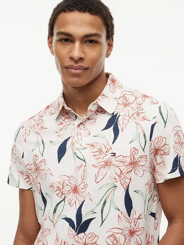 Regular Fit Floral Print Jersey Polo Regular Fit Floral Print Jersey Polo