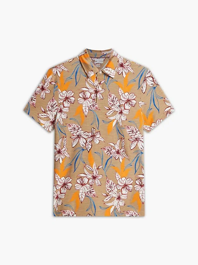 Regular Fit Floral Print Jersey Polo Regular Fit Floral Print Jersey Polo