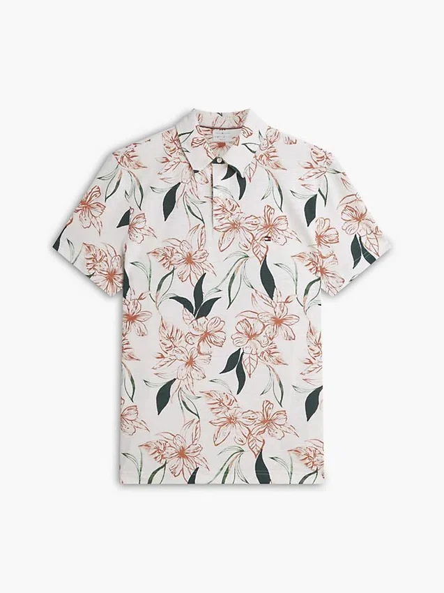 Regular Fit Floral Print Jersey Polo Regular Fit Floral Print Jersey Polo
