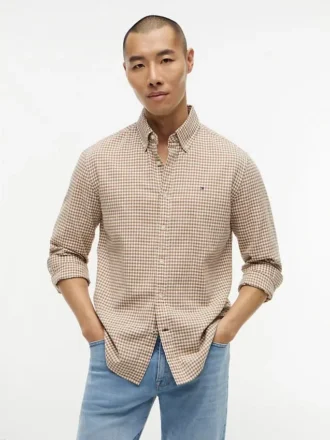 Regular Fit Gingham Linen-Blend Shirt