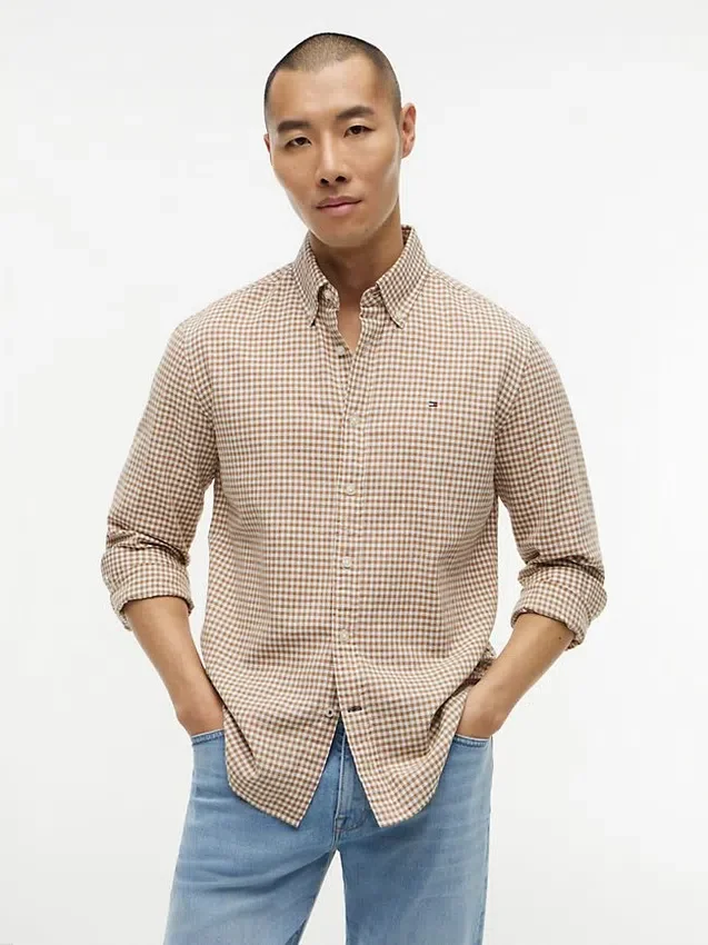Regular Fit Gingham Linen-Blend Shirt Regular Fit Gingham Linen-Blend Shirt