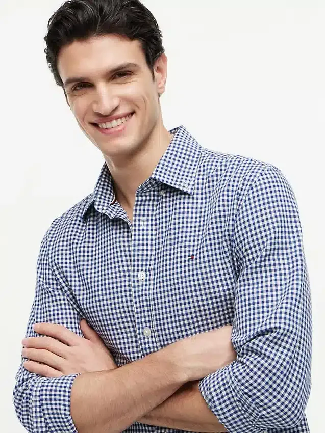 Regular Fit Gingham Linen-Blend Shirt Regular Fit Gingham Linen-Blend Shirt