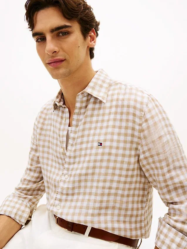 Regular Fit Gingham Linen Shirt Regular Fit Gingham Linen Shirt