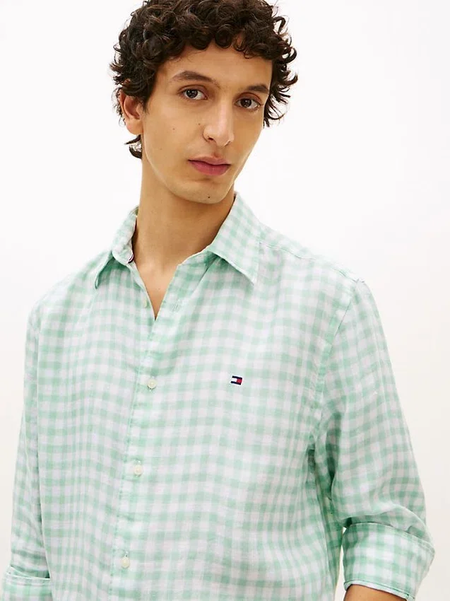 Regular Fit Gingham Linen Shirt Regular Fit Gingham Linen Shirt