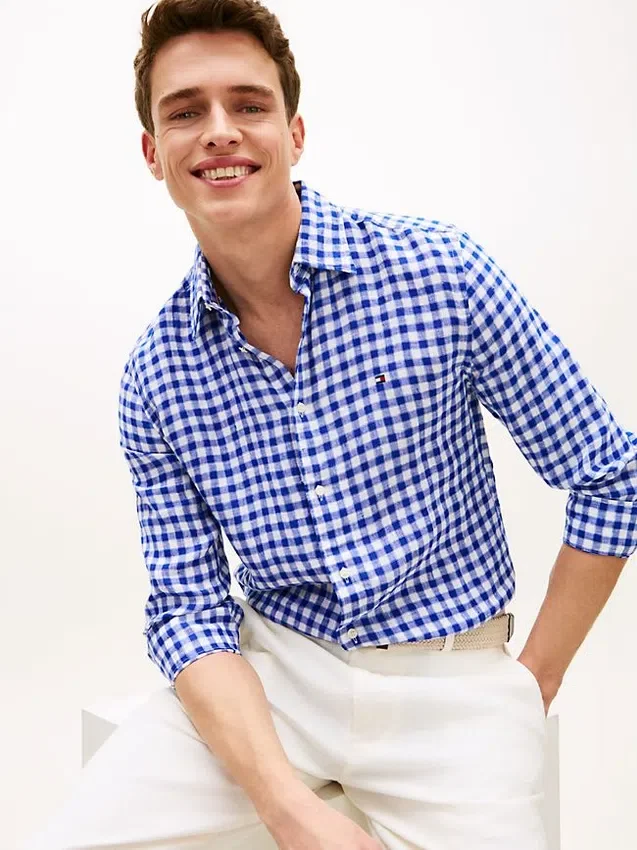 Regular Fit Gingham Linen Shirt Regular Fit Gingham Linen Shirt