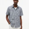 Regular Fit Glen Plaid Linen-Blend Shirt