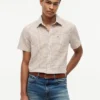 Regular Fit Glen Plaid Linen-Blend Shirt