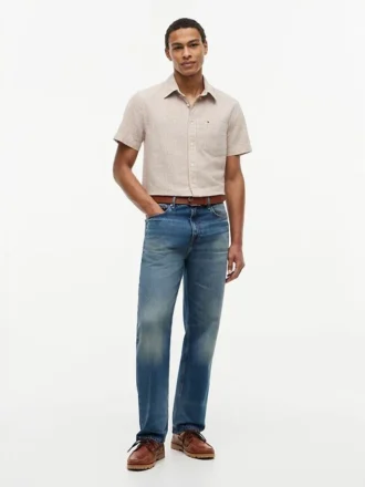 Regular Fit Glen Plaid Linen-Blend Shirt