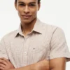 Regular Fit Glen Plaid Linen-Blend Shirt