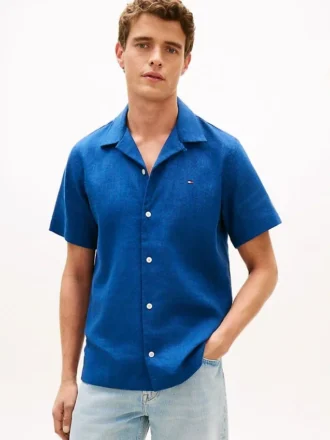 Regular Fit Linen-Blend Camp Shirt