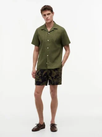 Regular Fit Linen-Blend Camp Shirt