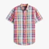 Regular Fit Linen-Blend Madras Shirt