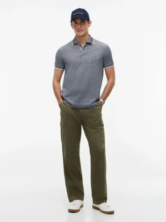 Regular Fit Linen-Blend Pique Polo