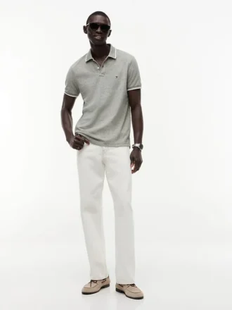 Regular Fit Linen-Blend Pique Polo