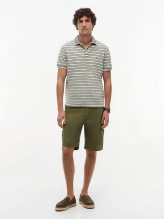 Regular Fit Linen-Blend Pique Polo