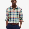 Regular Fit Madras Linen-Blend Shirt