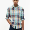 Regular Fit Madras Linen-Blend Shirt