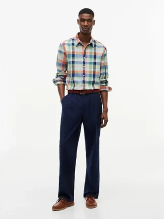 Regular Fit Madras Linen-Blend Shirt