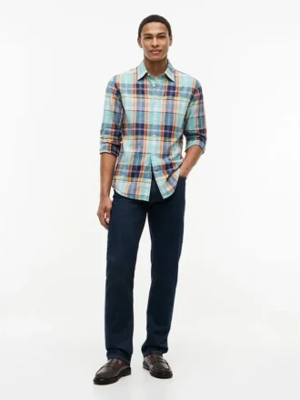 Regular Fit Madras Linen-Blend Shirt