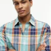 Regular Fit Madras Linen-Blend Shirt