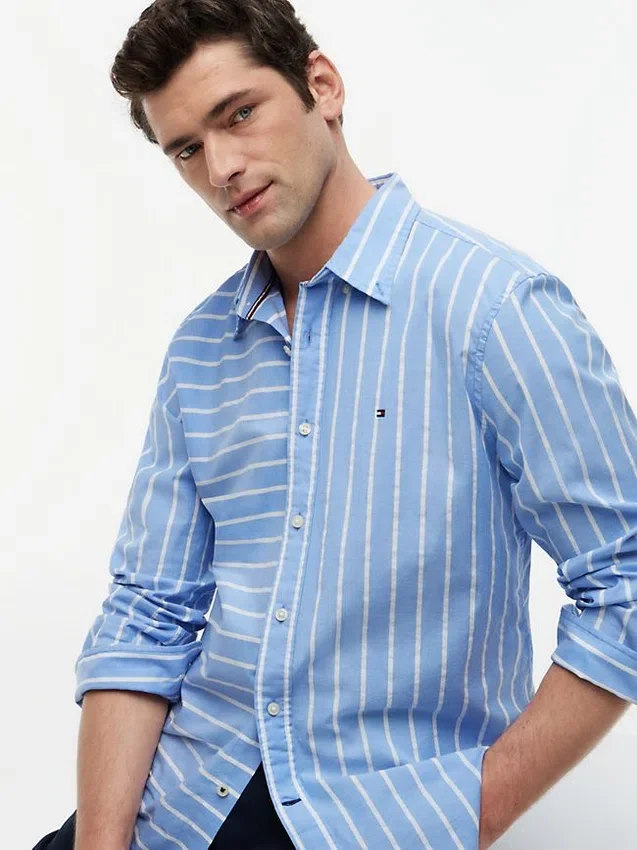 Regular Fit Mixed-Stripe All-Day Shirt Regular Fit Mixed-Stripe All-Day Shirt