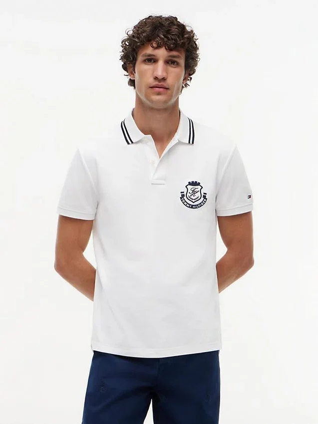 Regular Fit Monogram Crest Pique Polo Regular Fit Monogram Crest Pique Polo