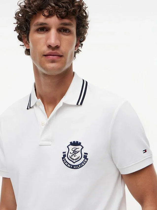 Regular Fit Monogram Crest Pique Polo Regular Fit Monogram Crest Pique Polo