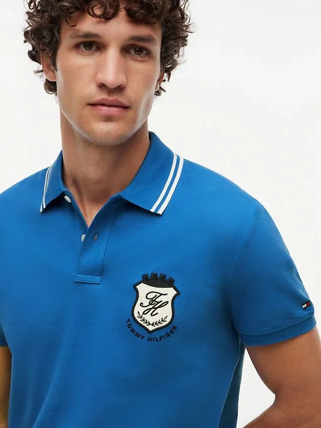 Regular Fit Monogram Crest Pique Polo Regular Fit Monogram Crest Pique Polo