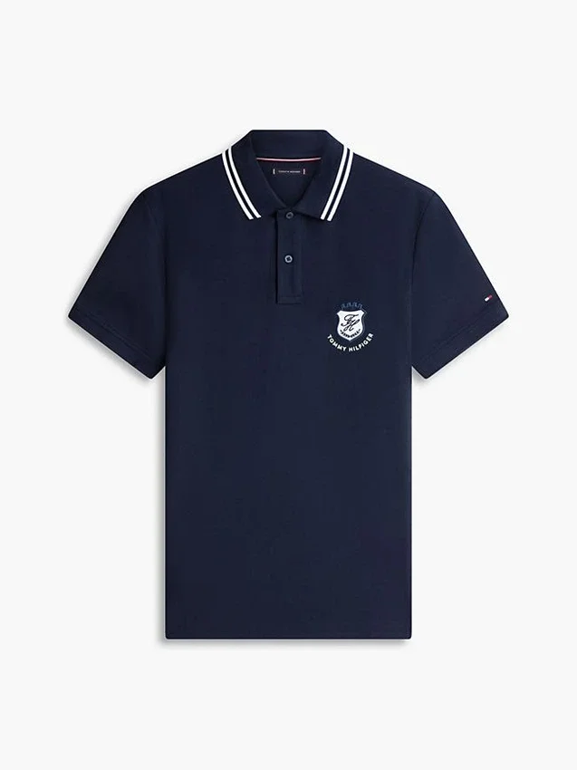 Regular Fit Monogram Crest Pique Polo Regular Fit Monogram Crest Pique Polo