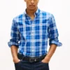 Regular Fit Plaid Linen-Blend Shirt