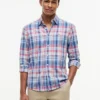 Regular Fit Plaid Linen-Blend Shirt