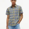 Regular Fit Plaid Linen-Blend Shirt