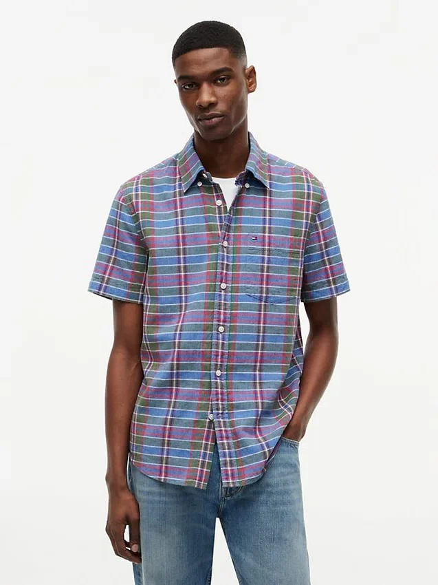 Regular Fit Plaid Linen-Blend Shirt Regular Fit Plaid Linen-Blend Shirt