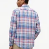 Regular Fit Plaid Linen-Blend Shirt