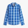 Regular Fit Plaid Linen-Blend Shirt