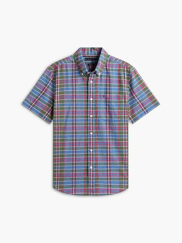 Regular Fit Plaid Linen-Blend Shirt Regular Fit Plaid Linen-Blend Shirt
