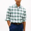 Regular Fit Plaid Stretch Oxford Shirt