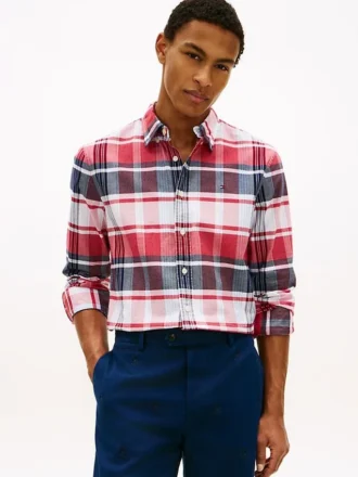 Regular Fit Plaid Stretch Oxford Shirt