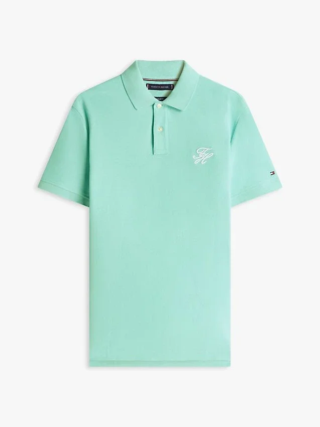 Regular Fit Script Monogram Pique Polo Regular Fit Script Monogram Pique Polo