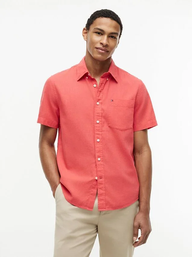 Regular Fit Short-Sleeve Linen-Blend Shirt Regular Fit Short-Sleeve Linen-Blend Shirt