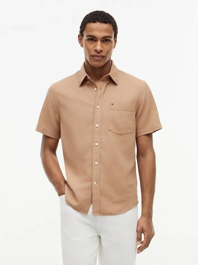 Regular Fit Short-Sleeve Linen-Blend Shirt Regular Fit Short-Sleeve Linen-Blend Shirt