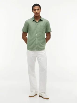 Regular Fit Short-Sleeve Linen-Blend Shirt