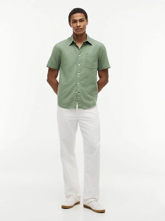 Regular Fit Short-Sleeve Linen-Blend Shirt Regular Fit Short-Sleeve Linen-Blend Shirt