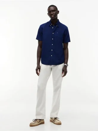 Regular Fit Short-Sleeve Linen-Blend Shirt